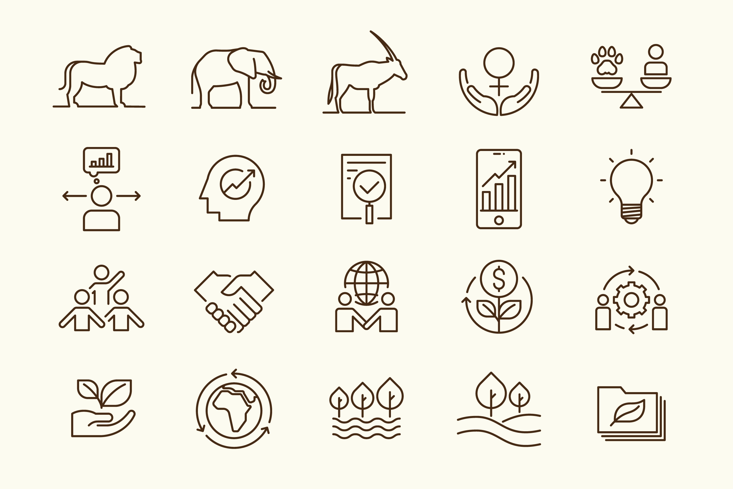 African People & Wildlife Icon Set